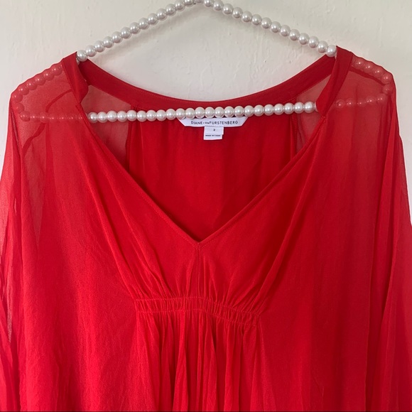 Diane Von Furstenberg Red Silk Shift Dress - Picture 5 of 11